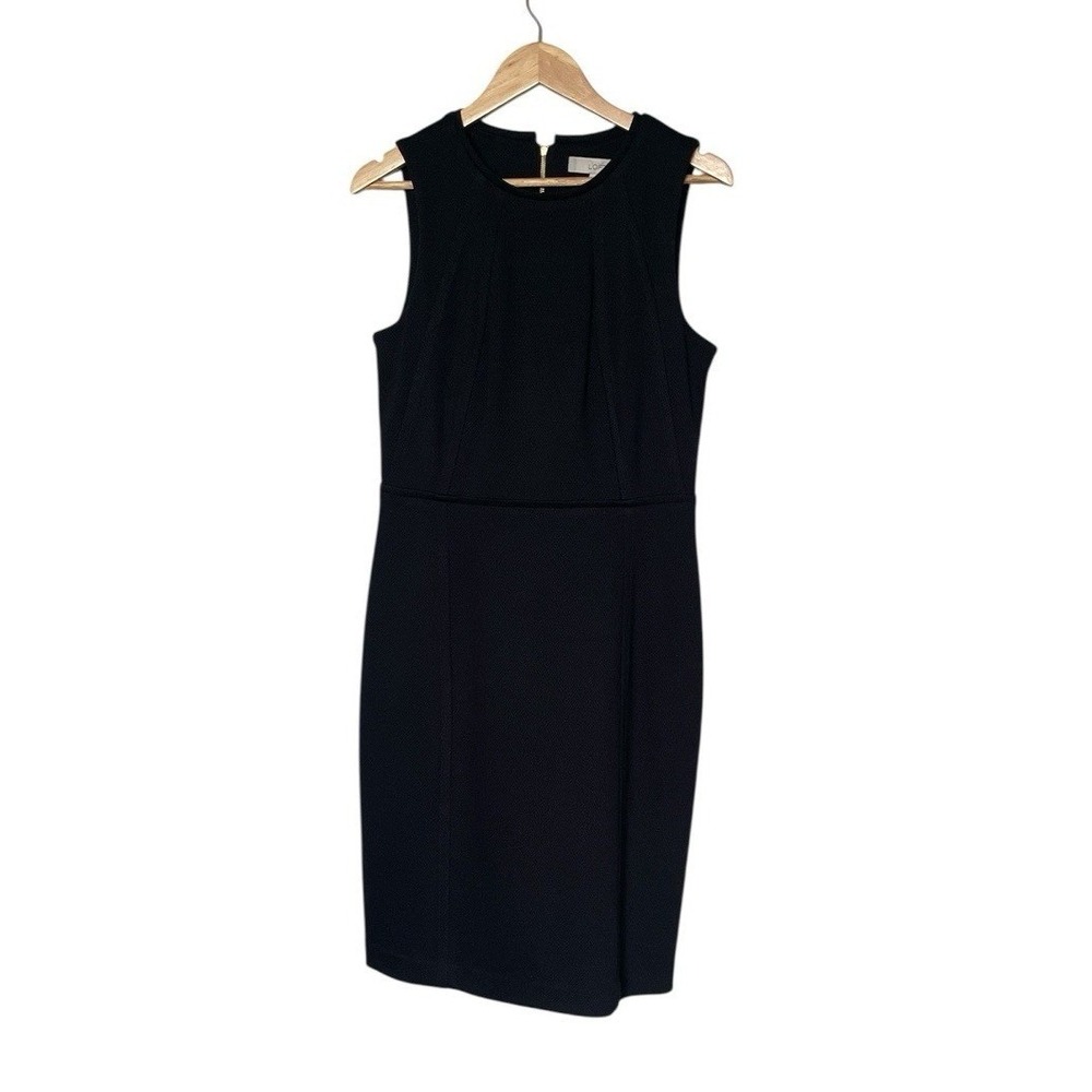 Ann Taylor LOFT Dress Womens 10 Sheath Black Textured Sleeveless EUC